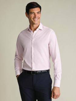 Charles Tyrwhitt Cotton Blend Semi-Cutaway Collar Shirt, White/Pink, White/Pink