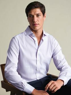 Charles Tyrwhitt Cotton Blend Semi-Cutaway Collar Shirt, Lilac - view 2, Lilac