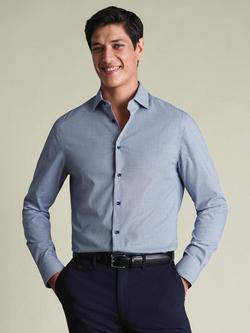 Charles Tyrwhitt Non-Iron Cotton Dobby Weave Shirt, Indigo Blue