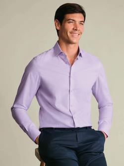 Charles Tyrwhitt Non-Iron Cotton Dobby Weave Shirt - view 2, Lilac