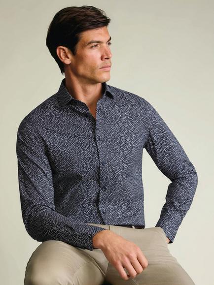 Charles Tyrwhitt Cotton Non Iron Floral Stretch Shirt, Navy - view 2, Navy
