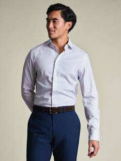 Charles Tyrwhitt Cotton Non Iron Geo Print Stretch Shirt, White/Lilac, White/Lilac