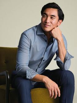 Charles Tyrwhitt Non-Iron Shirt, Steel Blue - view 2, Steel Blue