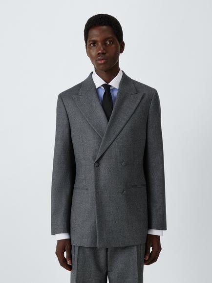 John Lewis x clothsurgeon Barberis Italian Wool Double-Breasted Puppytooth Suit Jacket, Grey, Grey