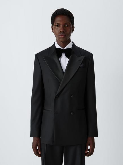 John Lewis x clothsurgeon Barberis Italian Wool Mohair Double-Breasted Tuxedo Jacket, Black, Black