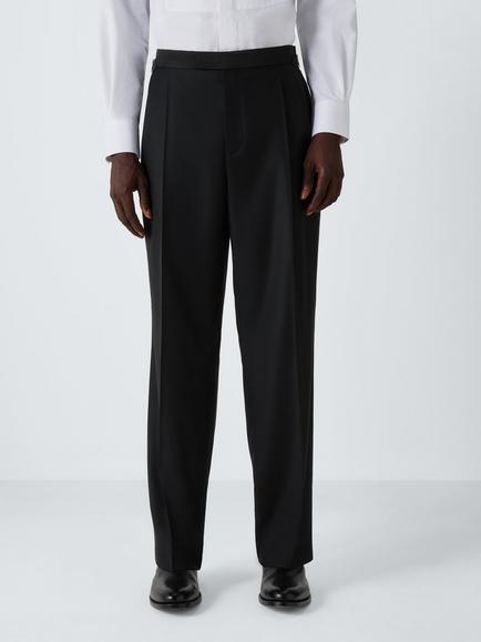 John Lewis x clothsurgeon Barberis Italian Wool Mohair Tuxedo Trousers, Black, Black