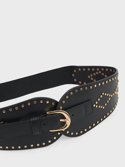 Gerard Darel Olympie Studs Leather Belt - view 2, Black