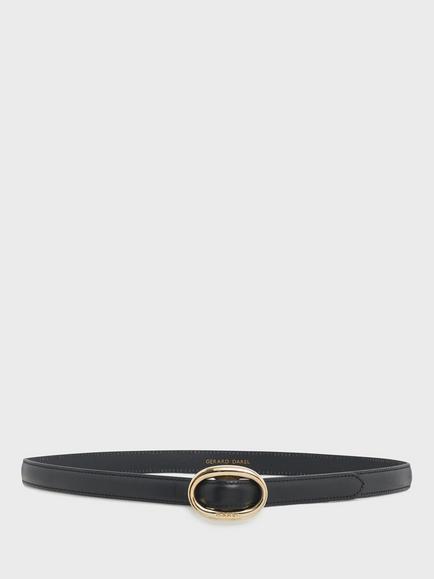 Gerard Darel Sofia Slim Leather Belt, Black