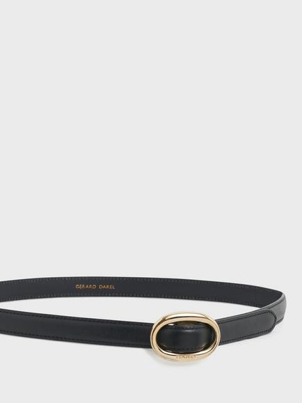 Gerard Darel Sofia Slim Leather Belt - view 2, Black
