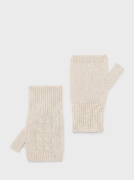 Gerard Darel Gumi Pure Cashmere Fingerless Gloves, Ecru
