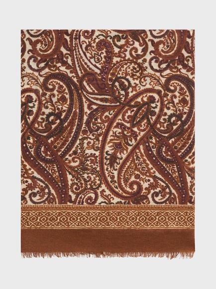 Gerard Darel Sheila Paisley Wool-Silk Scarf, Caramel, Caramel