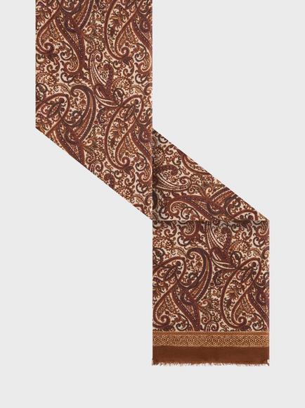 Gerard Darel Sheila Paisley Wool-Silk Scarf, Caramel - view 2, Caramel