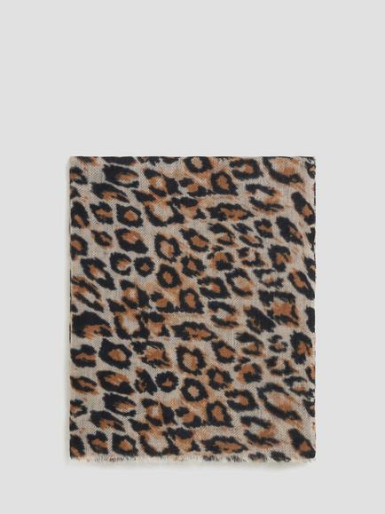 Gerard Darel Silia Wool-Cashmere Animal Pattern Scarf, Straw, Straw