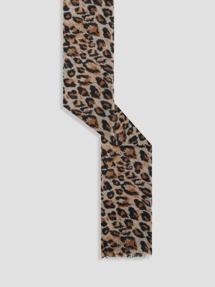 Gerard Darel Silia Wool-Cashmere Animal Pattern Scarf, Straw - view 2, Straw
