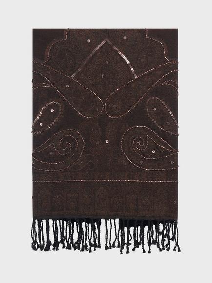 Gerard Darel Sirine Wool Paisley Scarf, Brown