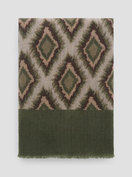 Gerard Darel Sofia Wool and Cashmere Blend Geometric Scarf, Green, Green