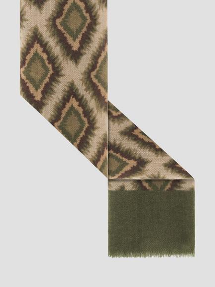 Gerard Darel Sofia Wool and Cashmere Blend Geometric Scarf, Green - view 2, Green
