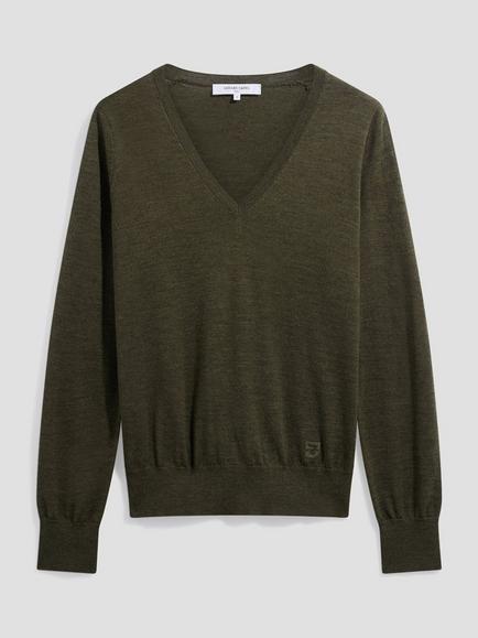 Gerard Darel Rachel V-Neck Wool Jumper, Green, Green