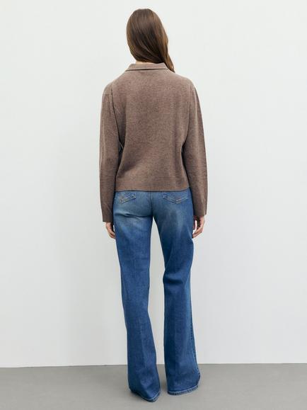 Gerard Darel Rayne Pure Wool Cardigan, Brown - view 2, Brown