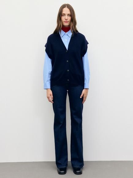 Gerard Darel REBA Pure Wool V-Neck Cardigan, Navy - view 2, Navy