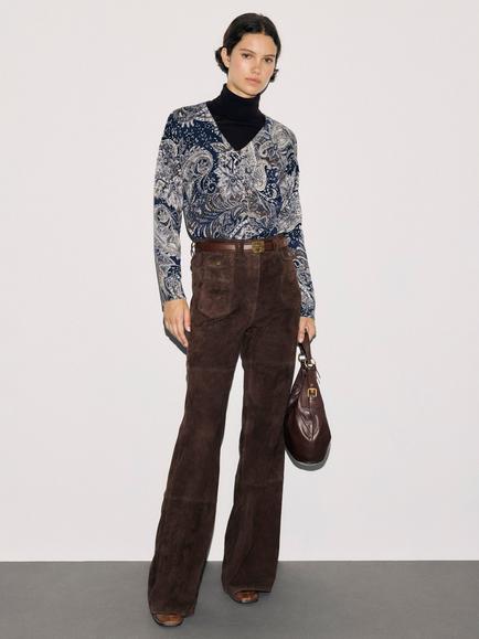 Gerard Darel Rhea Paisley Print Merino Wool Jumper, Navy, Navy