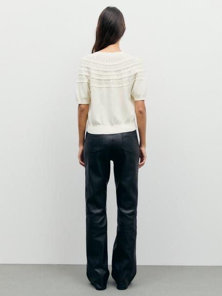 Gerard Darel Roberte Cotton Round Neck Cardigan, White - view 2, White