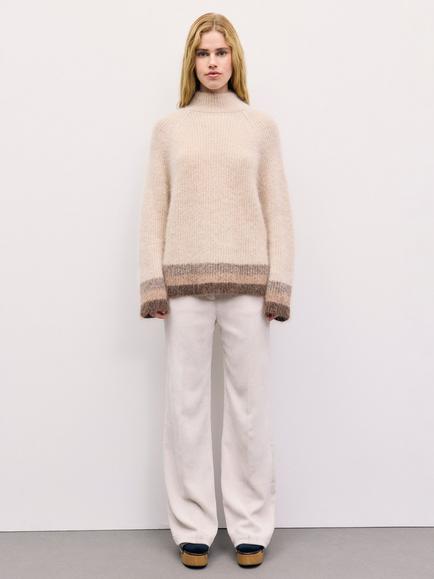 Gerard Darel Rola High Neck Jumper, Beige - view 2, Beige