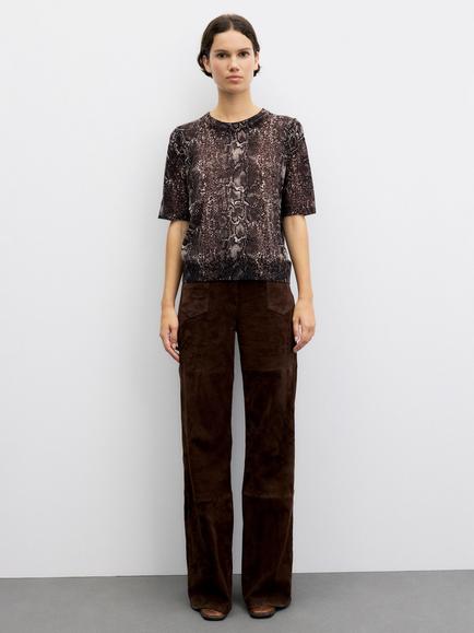 Gerard Darel Rosa Animal Print Merino Wool Top, Brown - view 2, Brown