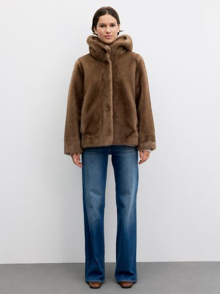 Gerard Darel Agate Hooded Faux Fur Jacket - view 2, Sand