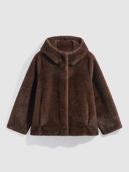 Gerard Darel Agate Hooded Faux Fur Jacket, Brown