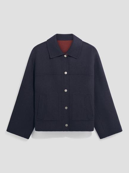 Gerard Darel ALDA Pure Wool Short Reversible Jacket, Night Blue, Night Blue