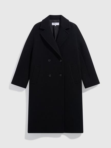 Gerard Darel Aliz Wool Rich Double Breasted Coat, Black, Black