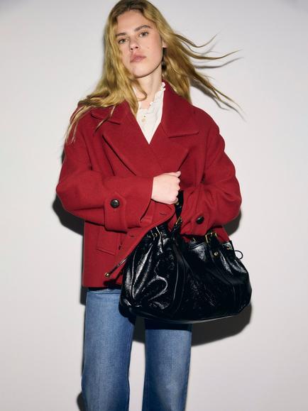 Gerard Darel Alla Wool Rich Double Breasted Jacket, Red, Red