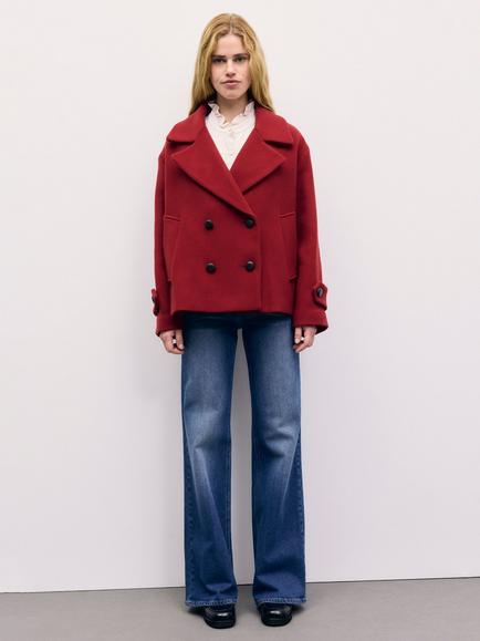 Gerard Darel Alla Wool Rich Double Breasted Jacket, Red - view 2, Red