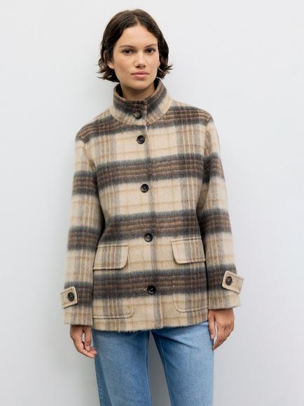 Gerard Darel Ally Check Wool Rich Coat, Sand, Sand