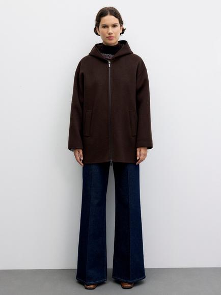 Gerard Darel Alva Wool Hooded Coat, Cinnamon, Cinnamon