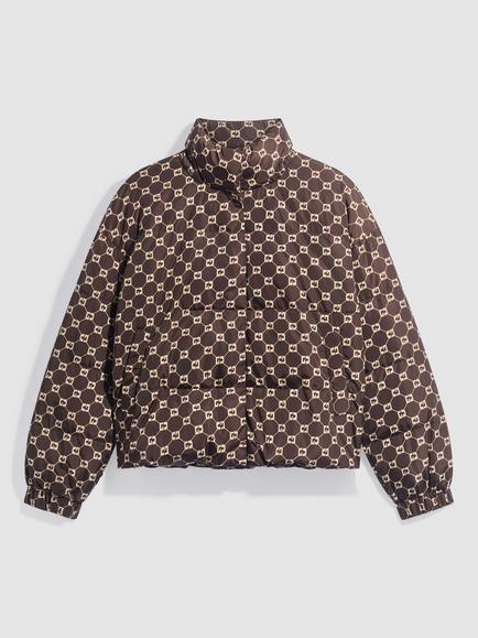 Gerard Darel AMAR High Neck Funnel Puffer Jacket, Brown