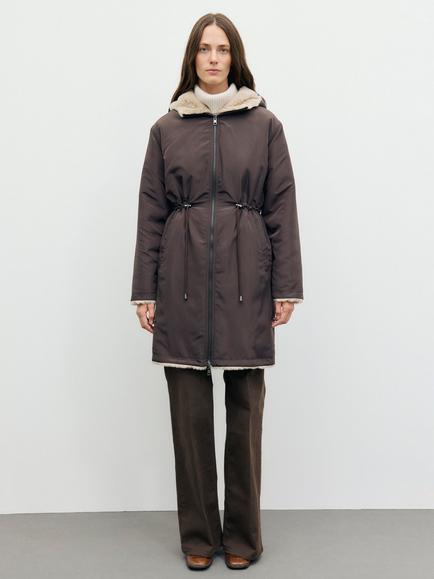 Gerard Darel Anny Hooded Fau Fur Parka Jacket, Cinnamon - view 2, Cinnamon