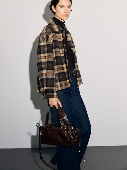Gerard Darel Josia Check Wool Blend Jacket, Brown, Brown