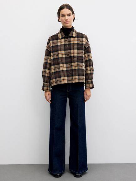 Gerard Darel Josia Check Wool Blend Jacket, Brown - view 2, Brown