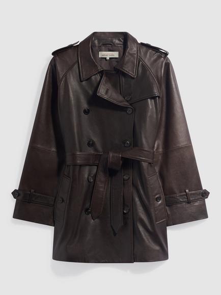 Gerard Darel Philo Leather Belted Jacket, Brown, Brown