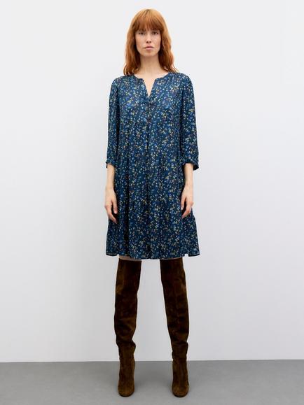 Gerard Darel Caly Floral Smock Dress, Navy, Navy