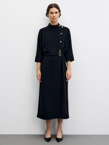 Gerard Darel Capu Button Detail Midi Dress, Black, Black