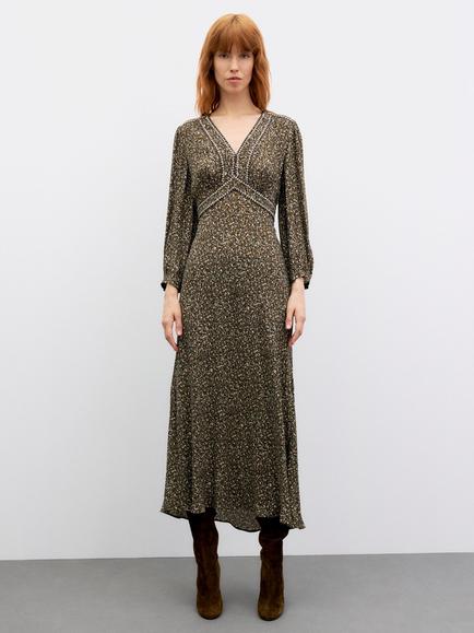 Gerard Darel Caryl Midi Dress, Khaki Green - view 2, Khaki Green
