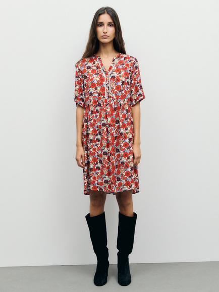 Gerard Darel Colle Floral Dress, Ecru/Multi - view 2, Ecru/Multi