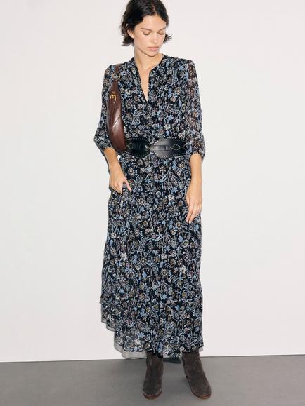 Gerard Darel Corie Floral Maxi Dress, Black, Black