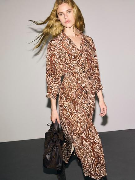 Gerard Darel Cyra Paisley Shirt Dress, Caramel, Caramel
