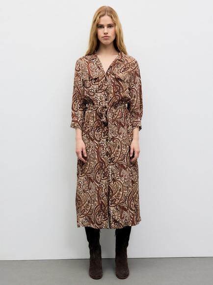 Gerard Darel Cyra Paisley Shirt Dress, Caramel - view 2, Caramel