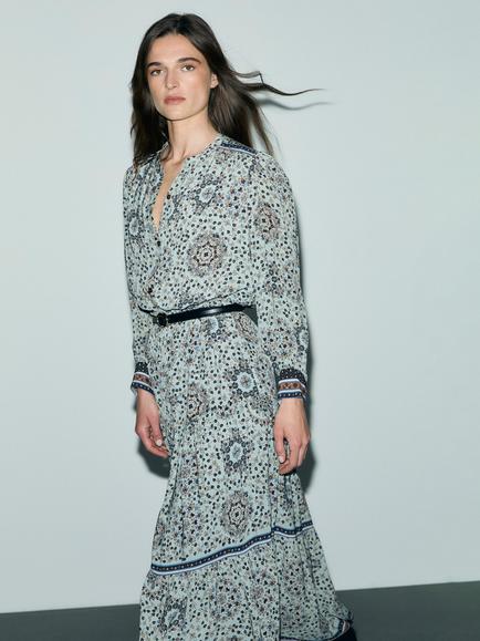 Gerard Darel Cyril Floral Shirt Dress, Blue - view 2, Blue