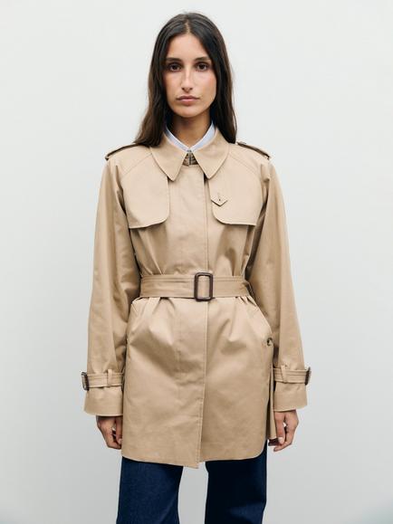 Gerard Darel Vania Cotton Rich Trench Coats, Beige, Beige